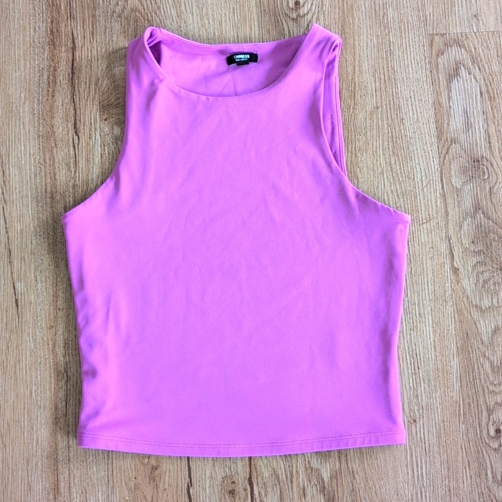 Pink high neck racer back crop